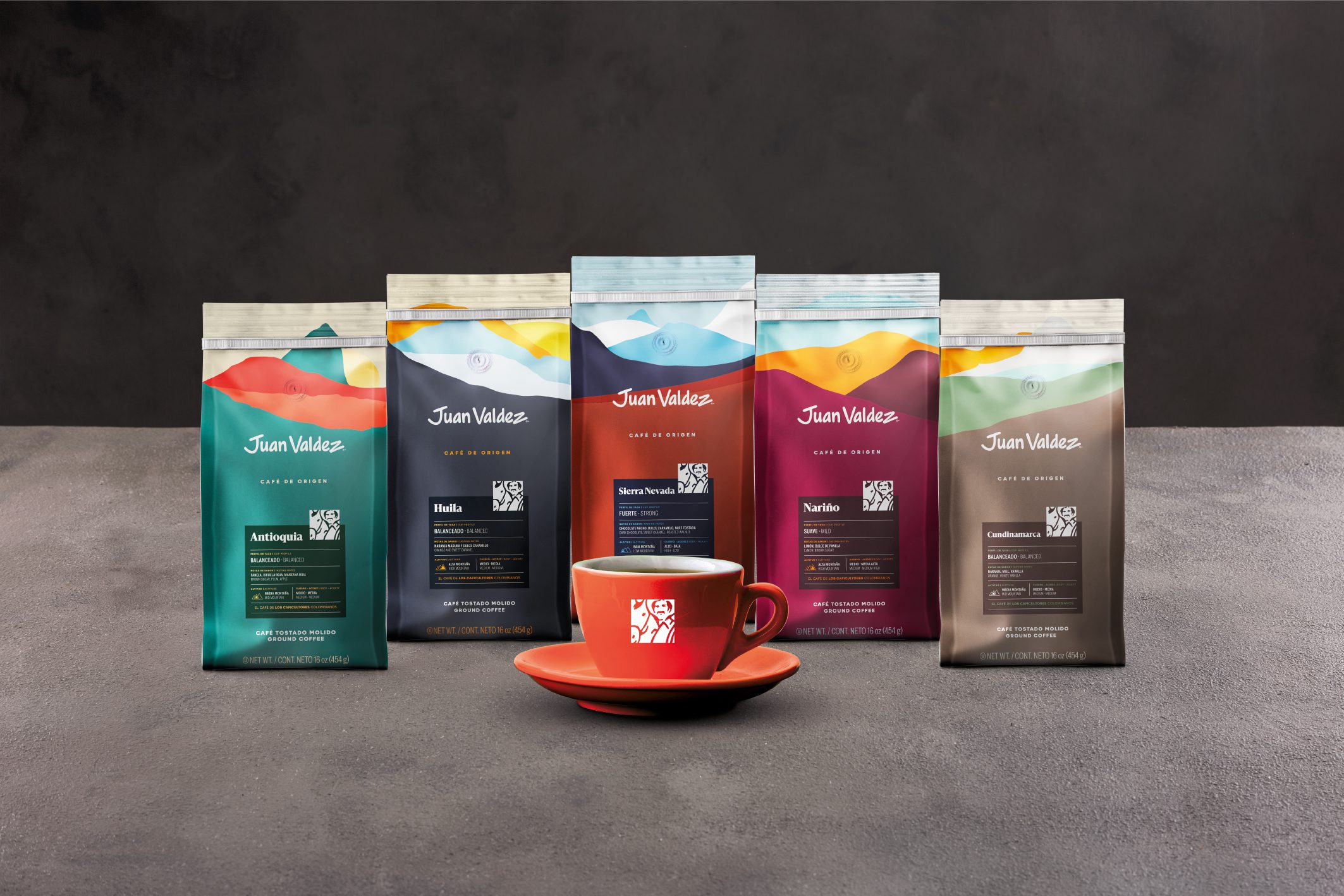 Café de origen colombiano de las montañas